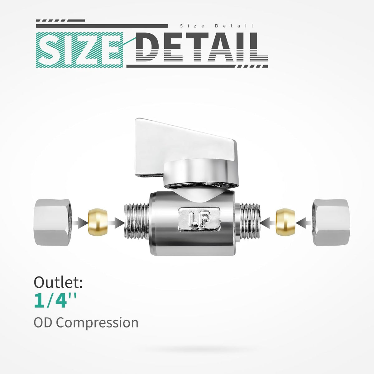 2 Pack Premium Brass 1/4" Compression x 1/4" Compression Angle Valve Quarter Turn Water Straight Angle Valve