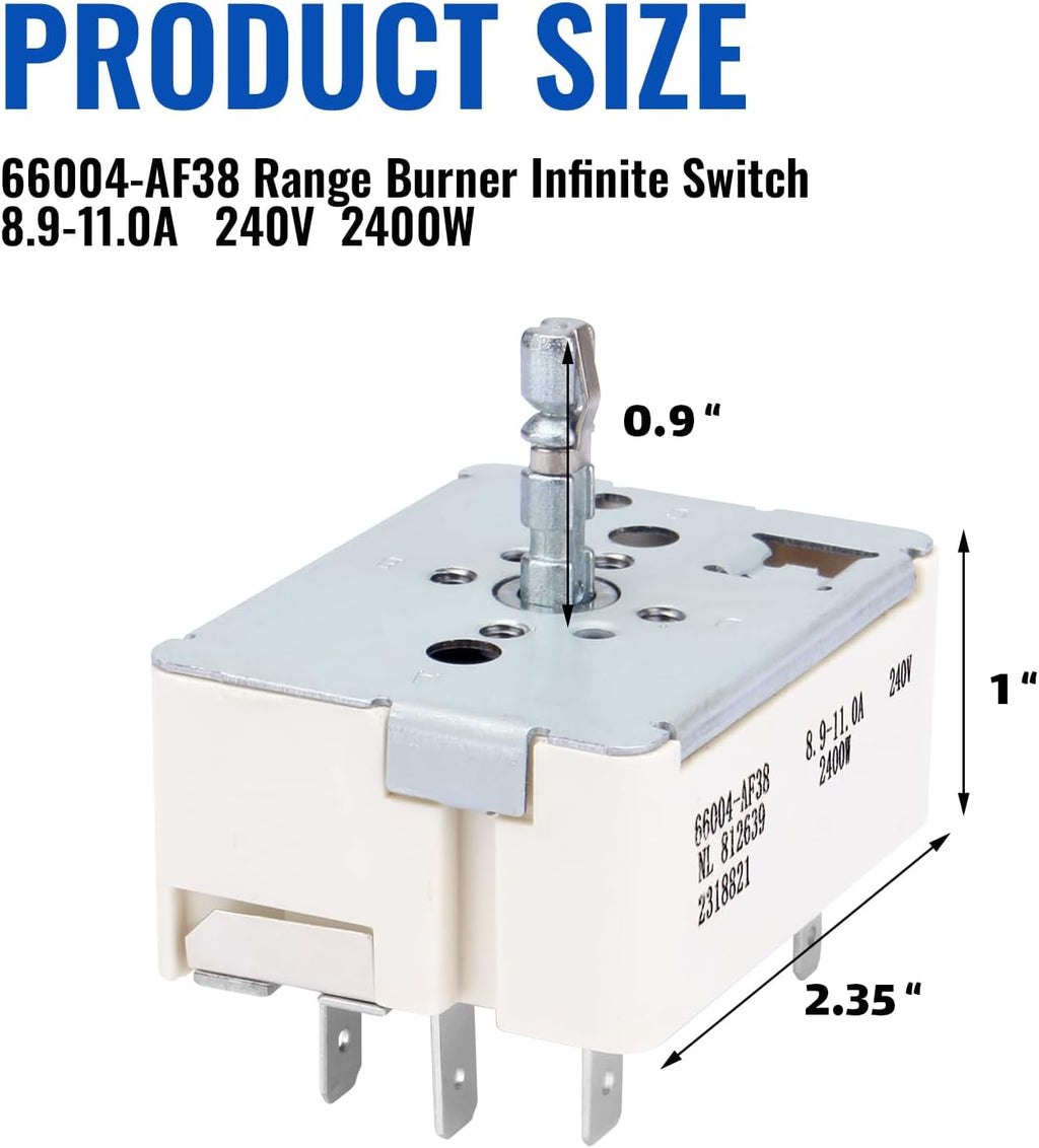 Showingo Infinite Control Switch 3149400/812639 / 66004-AF38 Range Burner Surface Element Switch Replacement for Whirlpool Maytag Range Replace 3148954, WP3149400, WP3149400VP, PS11740783, 336989