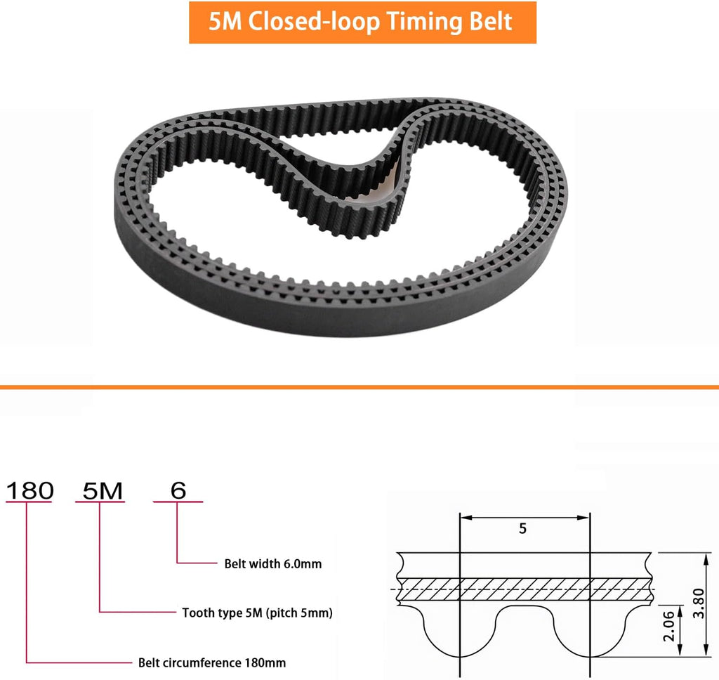 Generic 600-HTD5M-15 Timing Belt, 600mm Length, 5mm Pitch, 15mm Width, Synchronous Belt, HTD5M Endless Rubber Geared-Belt, Accessory Replacement Belt, 2pcs