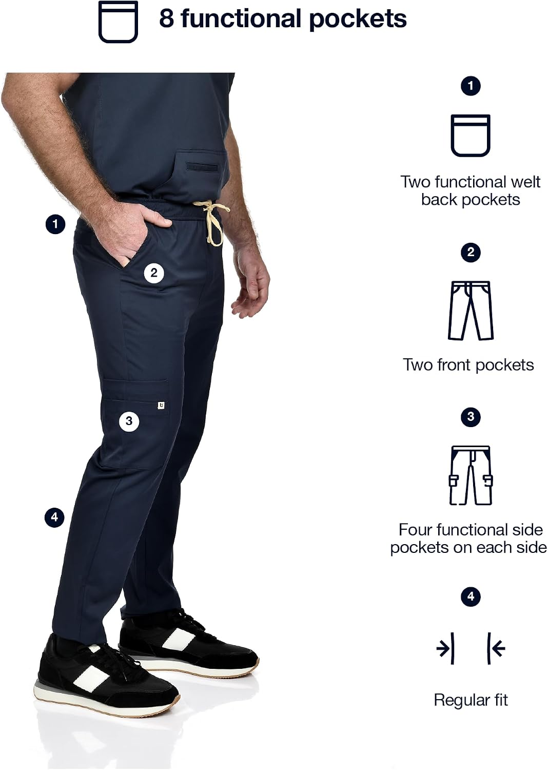 CINQO Men Scrub Set V-Neck Scrub Top & Bottom 4-Way Stretch, Breathable, Modern Fit Medical Work