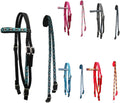 Overlay Printed Nylon Western Browband Headstall with Matching Split Reins 1 Year Warranty