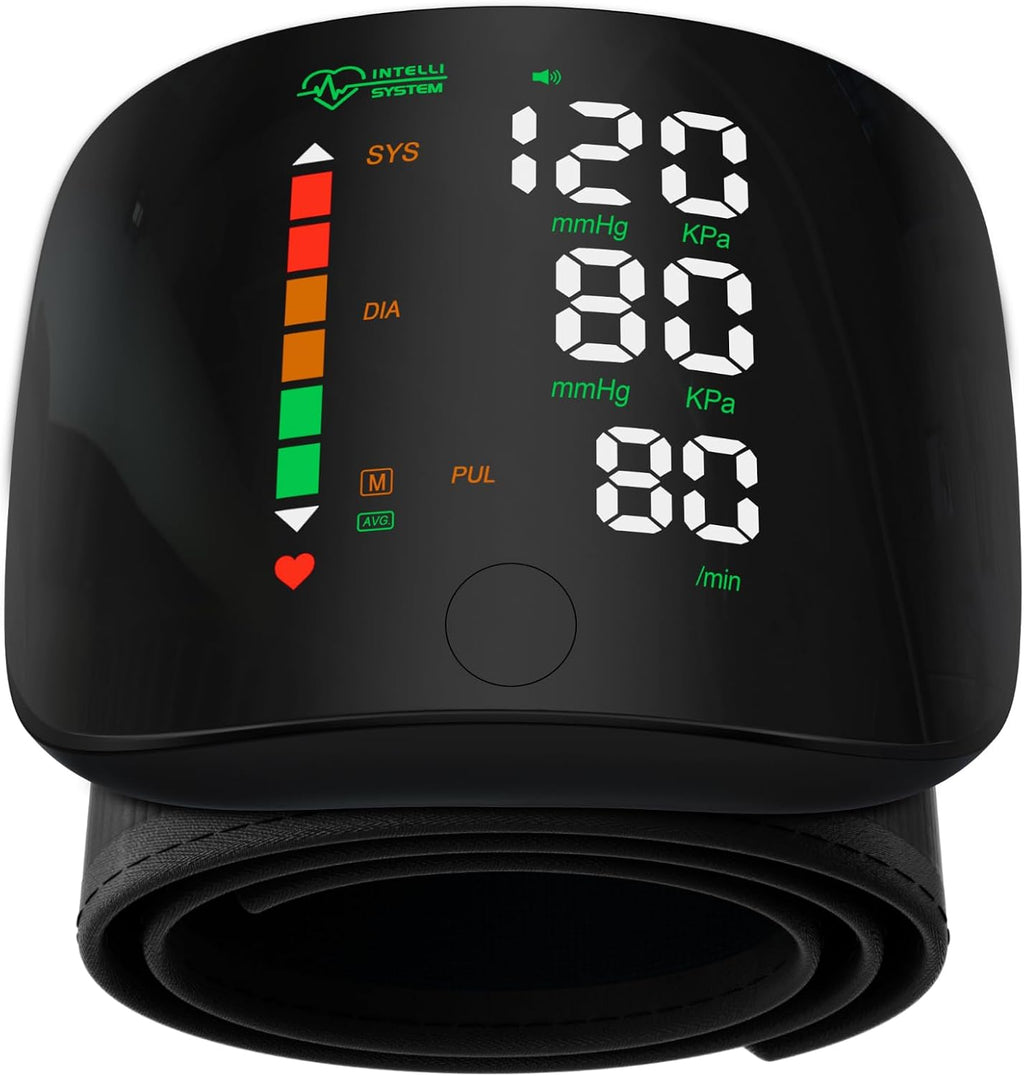 Wrist Blood Pressure Monitor Led Display Black