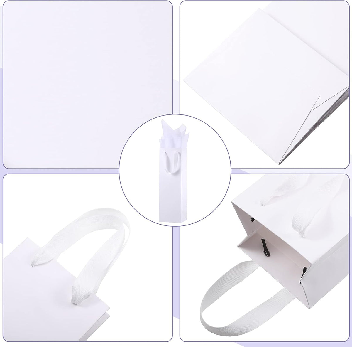 12 Pcs Wine Bottle Gift Bag with Handles Tissue Paper, White
