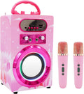 Kids Bluetooth Karaoke Machine with 2 Microphones, Wireless Rechargeable Remote Control Portable Karaoke Speaker