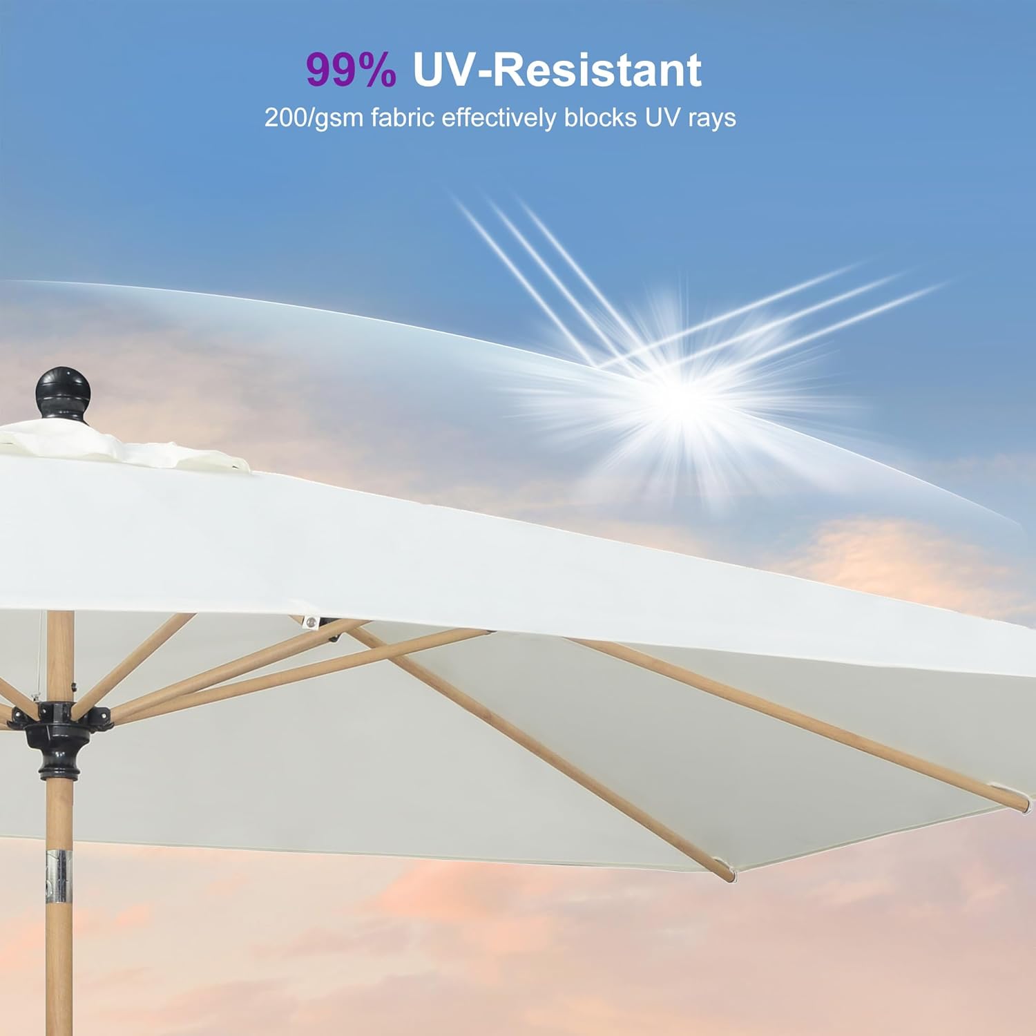 6.5' x 10' Outdoor Umbrella with Base Patio Umbrella Rectangular Outdoor Table Umbrella with Push Button Tilt & Crank