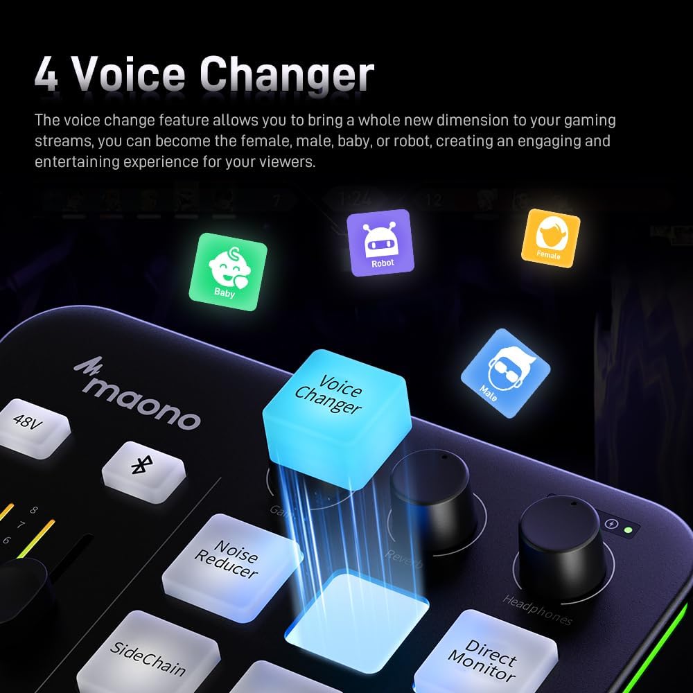 G1 Neo Gaming Audio Mixer Audio Interface with XLR Input & 48V | RGB, Bluetooth, 4 custom soundpads, live streaming