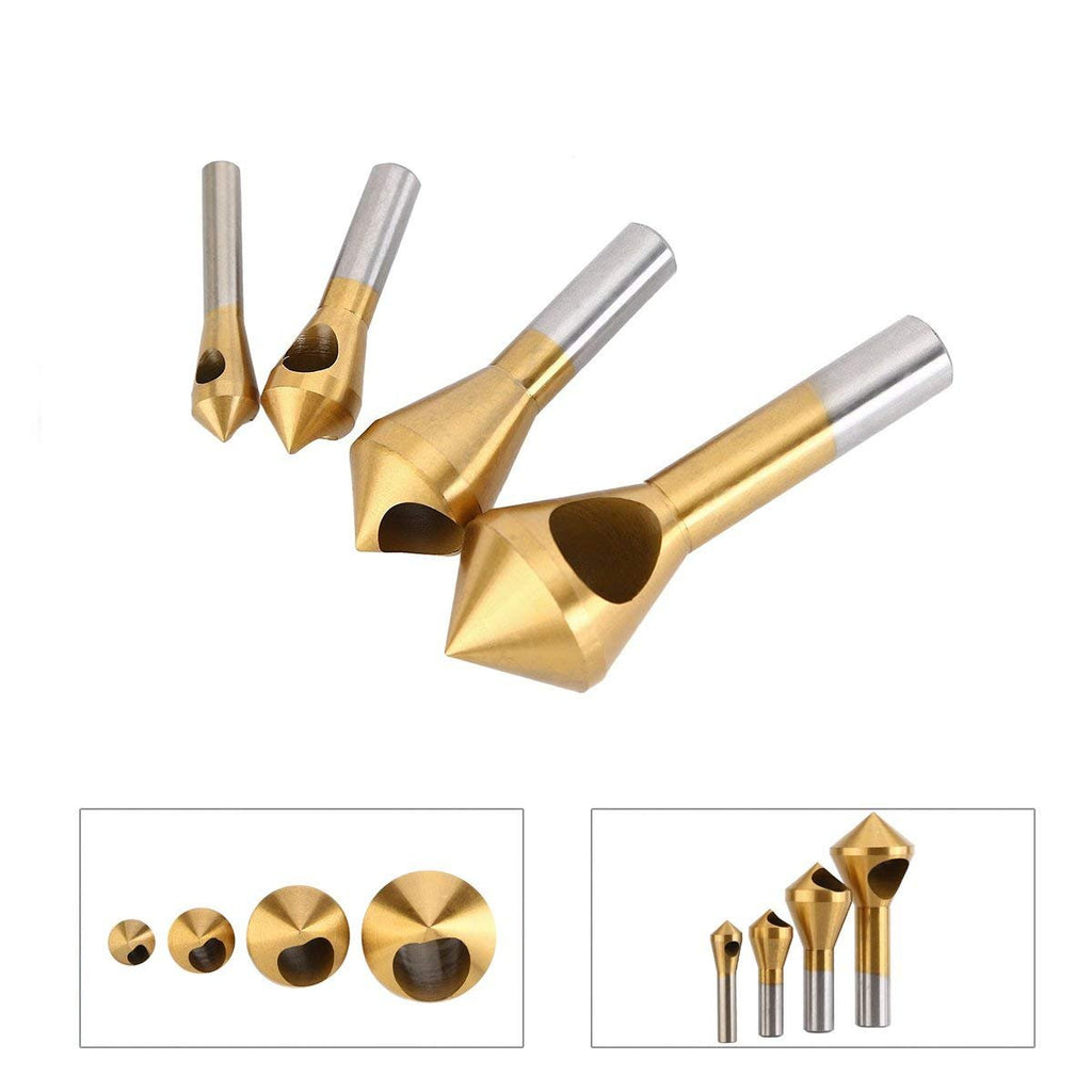 4pcs Titanium Coated Countersink Chamfer Tool Deburring Tool Set