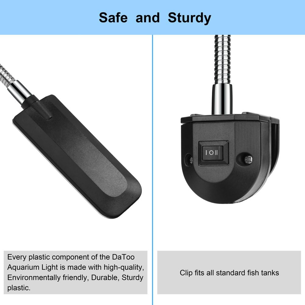 Aquarium Light Small LED Clip Light for Fish Tank, 1 Yr Warranty