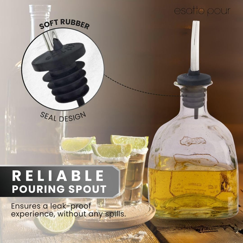 Oversized Cork Metal Liquor Pourers with Dust Caps, 6 Pack