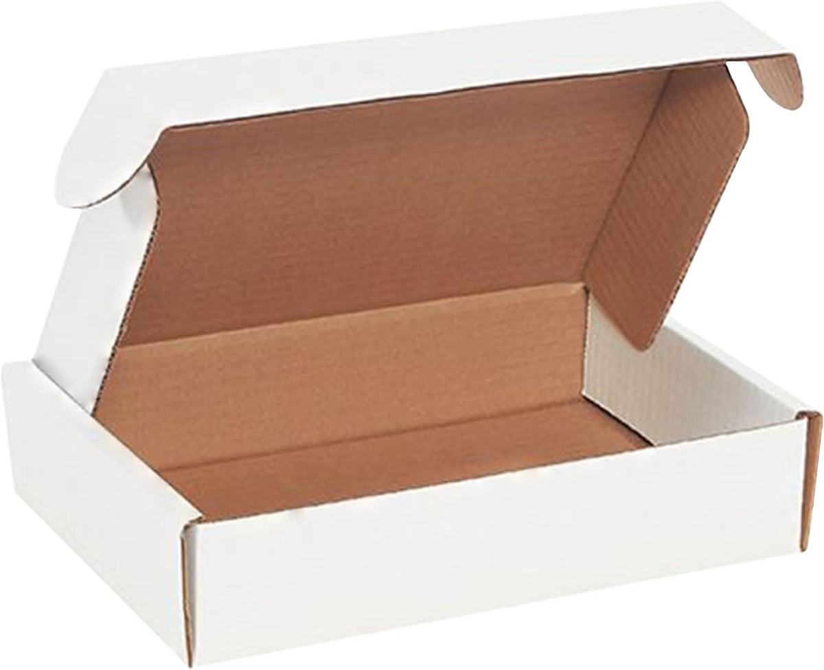 9 x 6 1/4 x 2 Inch-50-Pack, White Corrugated Shipping Box Mailers, Sturdy Shipping Boxes, Professional Packaging for