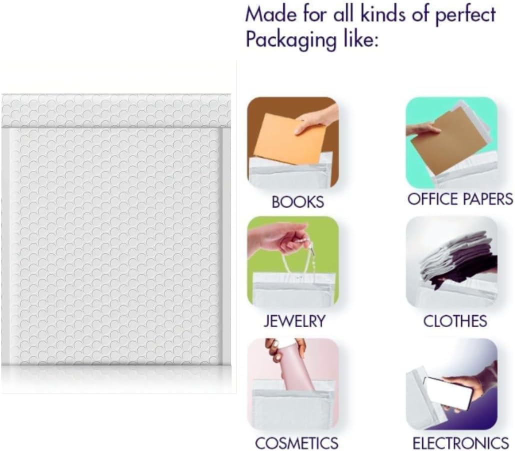 100 PC 9.5x14.5 Inches Poly Bubble Mailers Shipping Padded Envelopes Self Seal Waterproof Cushion Envelopes