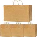 Brown Kraft Paper Bags with Handles 16x6x12, 100PCS