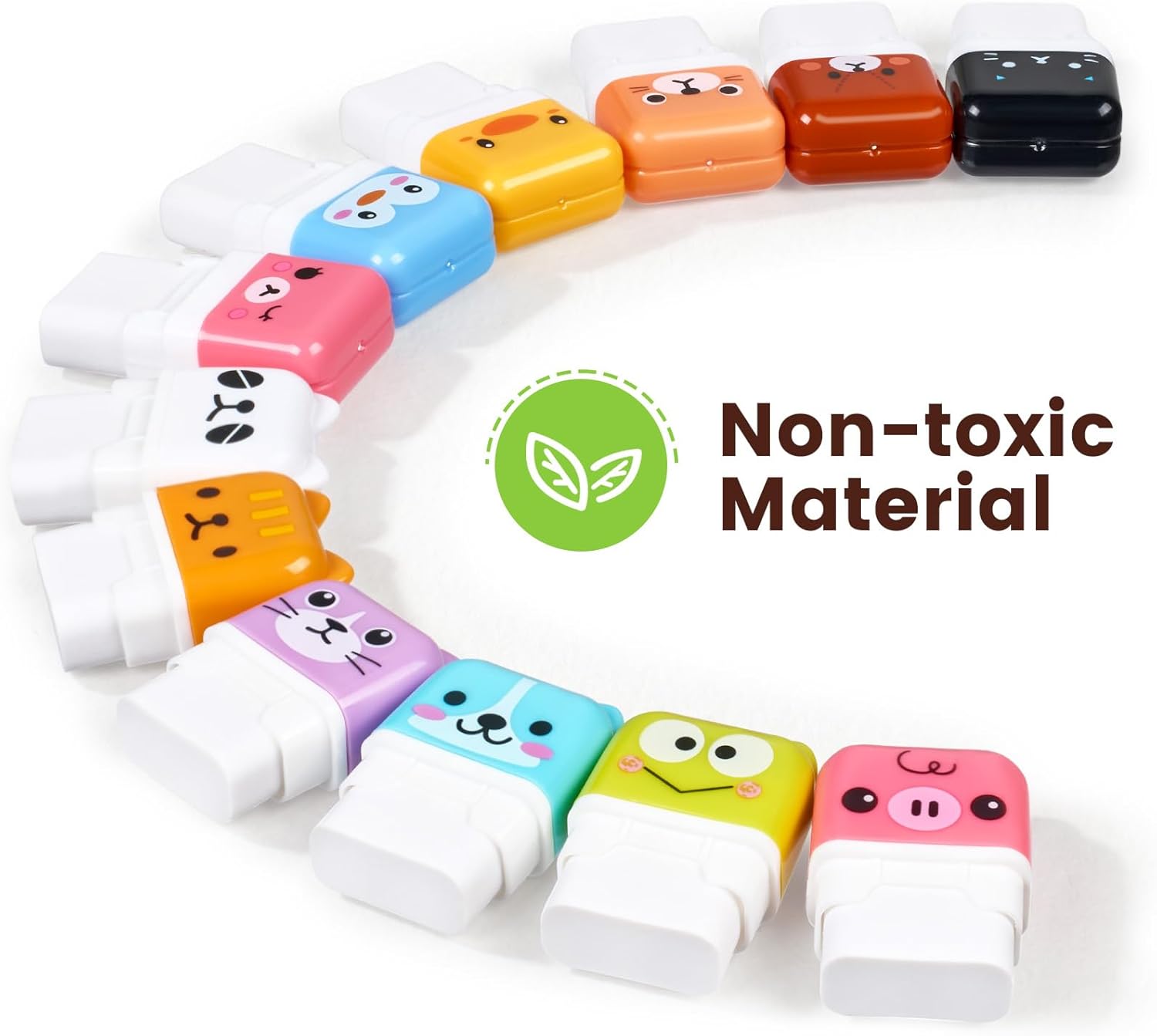 12 Pack Pencil Erasers, Cute Erasers Pencil Eraser with Clean up Roller Pencil Eraser Shaving Roller Case Erasers for