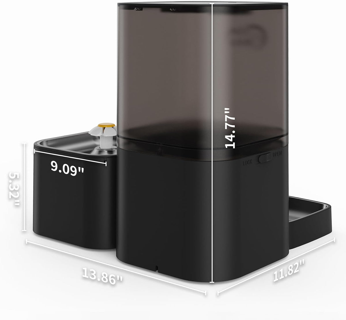 2.4GHz WiFi Automatic Cat Feeder and Water Fountain, 6L/24 Cups Timed Dry Food Dispenser for 2.5 Weeks, with APP