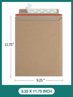 25 Pack 9x11.5 Photo Document Mailers Stay Flat Cardboard Envelopes