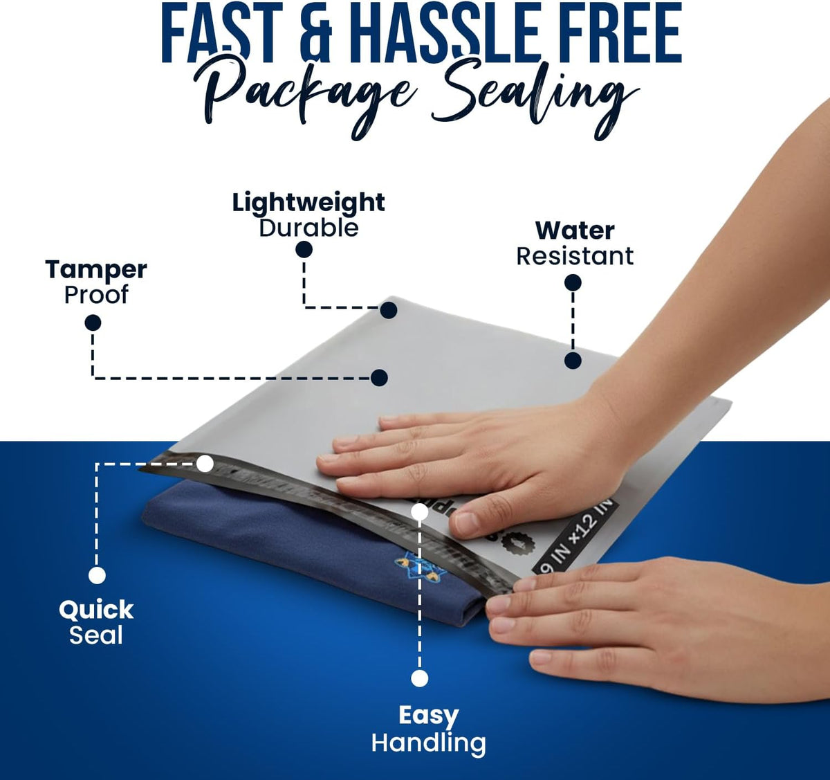 9x12 Poly Mailers 1000 Pack, Durable Waterproof Polymailers for Shipping Clothes, Self Seal Mailing Bags for Small