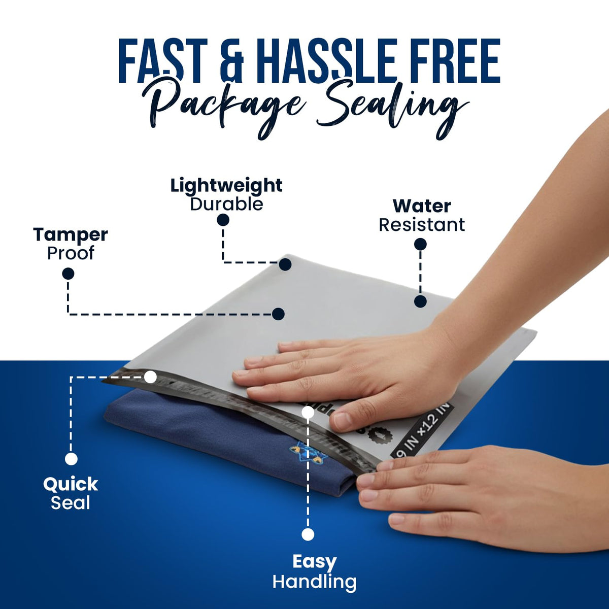 9x12 Poly Mailers 200 Pack, Durable Waterproof Polymailers for Shipping Clothes, Self Seal Mailing Bags for Small