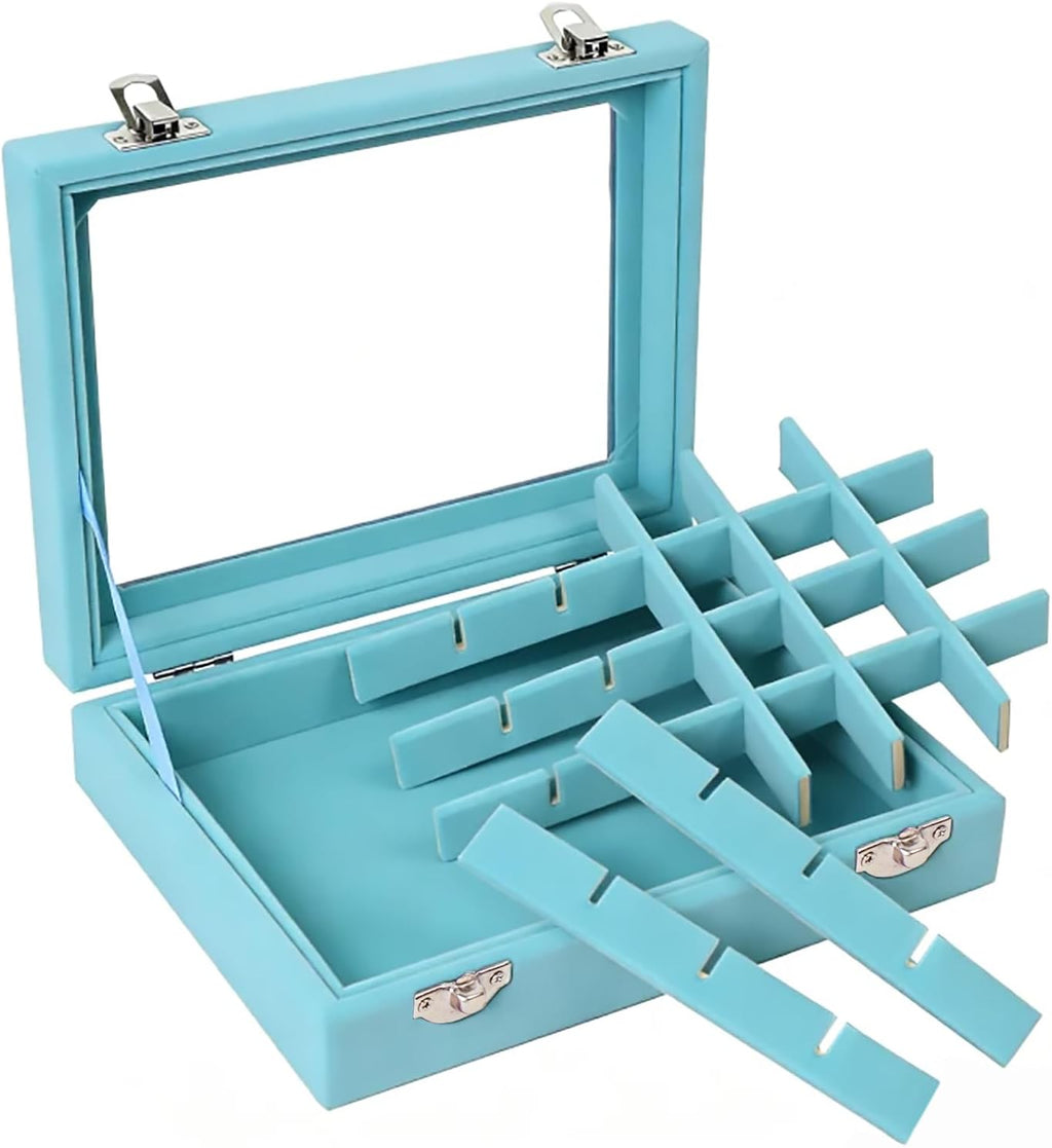 Velvet Jewelry Box 24 Grid Jewelry Earrings Display Organiser Box Ring Tray Holder Earrings Storage Case for Girls
