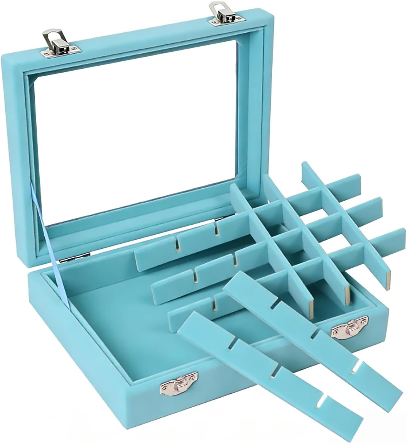 Velvet Jewelry Box 24 Grid Jewelry Earrings Display Organiser Box Ring Tray Holder Earrings Storage Case for Girls