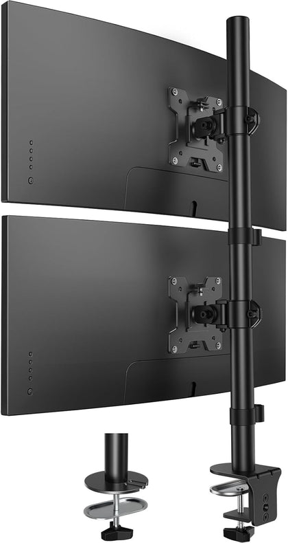 Vertical Dual Monitor Mount, Stacked Monitor Stand for 2 Monitors with Height Adjustment Computer Monitor Arm