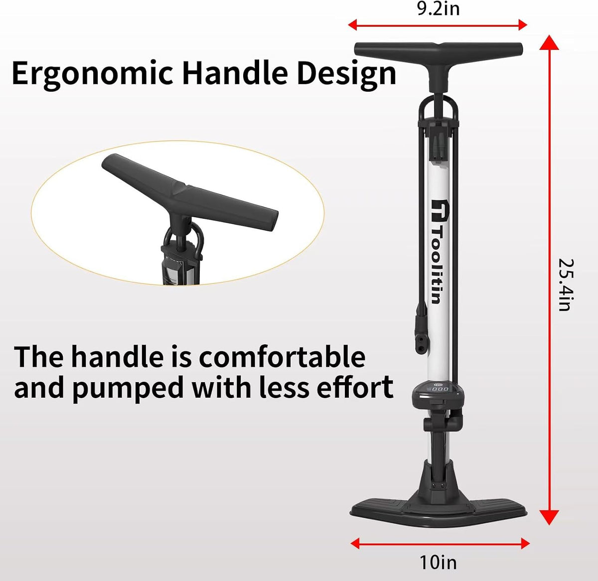 Bike Pump with Precision Digital Pressure Gauge,Floor Bicycle Tire Pump Compatible with Presta and Schrader Valve