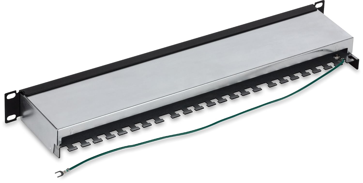 24-Port Cat6A Shielded Patch Panel, TC-P24C6AS | 1U 19" Metal Housing, 10G Ready,Cat5e,Cat6,Cat6A Compatible,Cable