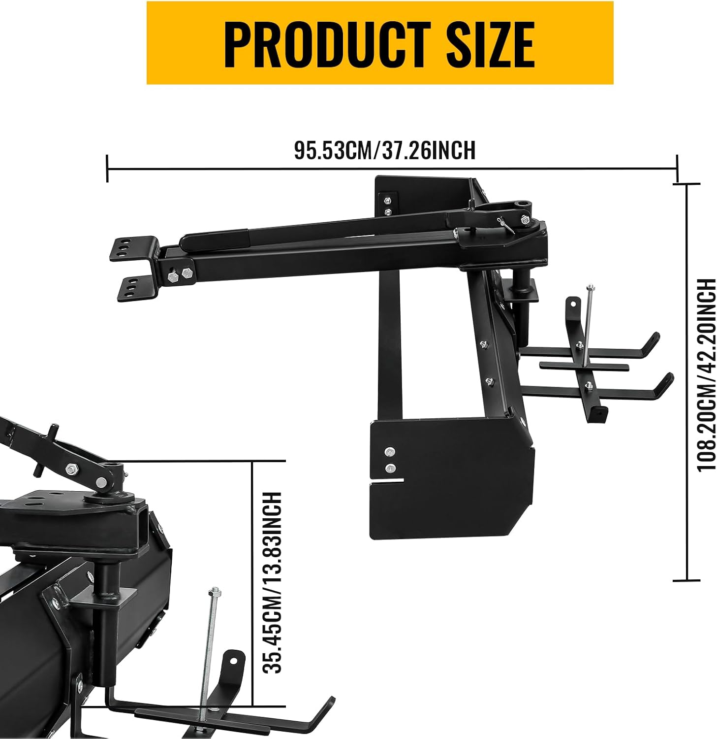 42 Inch Tow Behind Box Scraper, Lawn Tractor Attachments with Tractor Box Blade Sleeve Hitch Tow, Suitable for