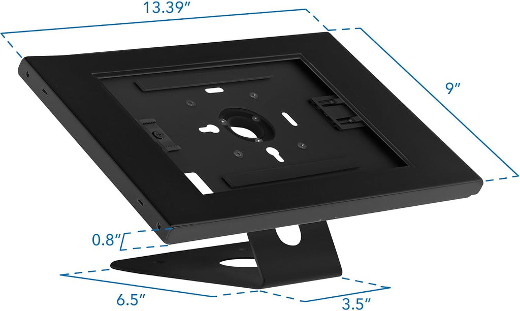 iPad Kiosk Stand, Locking Anti-Theft Tablet Enclosure for Countertop & Wall Mount, 90° Rotating POS Tablet Wall Stand