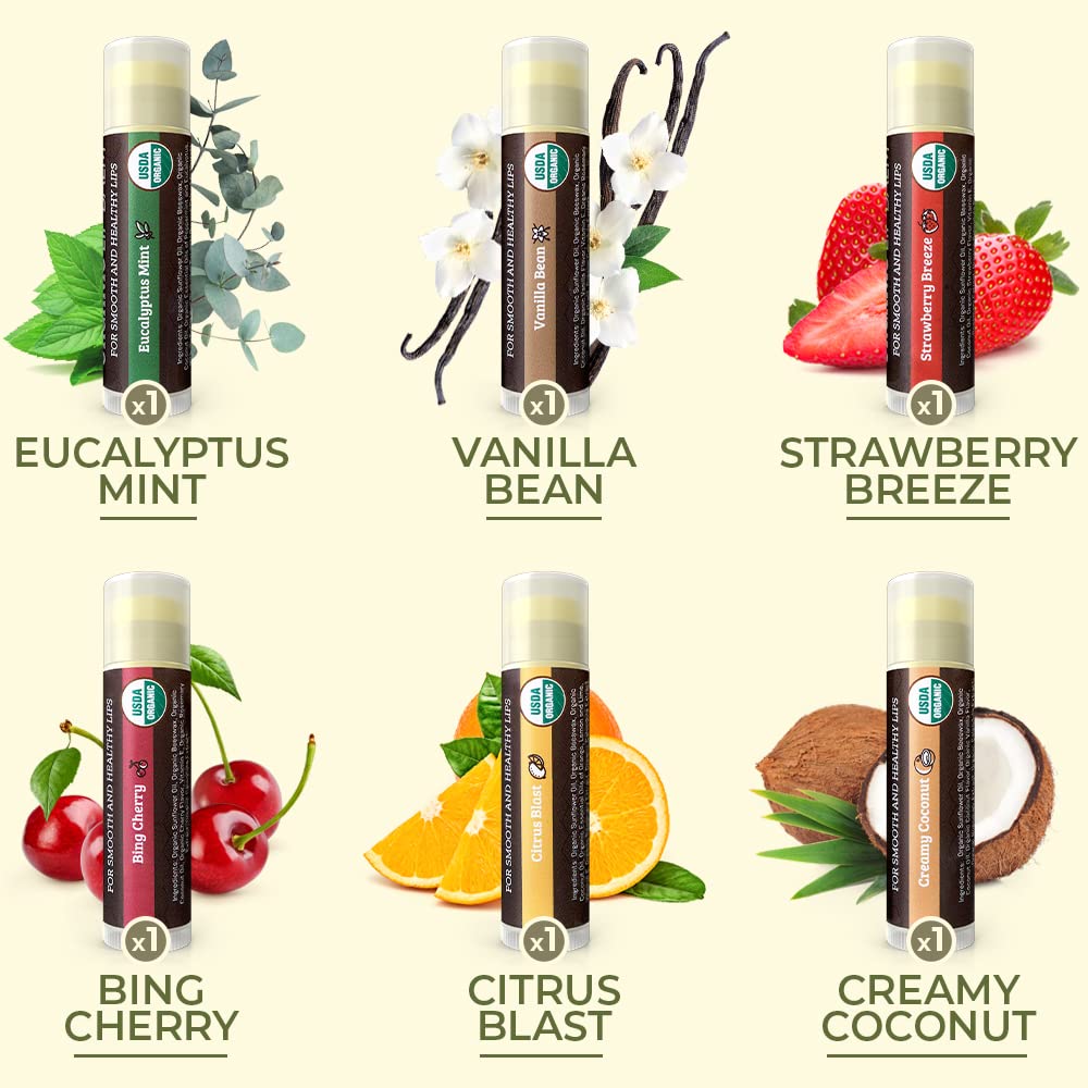 Organic Lip Balm - Moisturizing 6-Pack