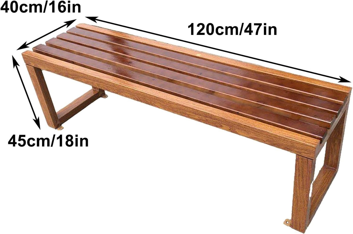 Metal Outdoor Bench, Park Bench, Galvanized Sheet Frame, Solid Wood Chair Seat, Suitable for Gardens, Patios