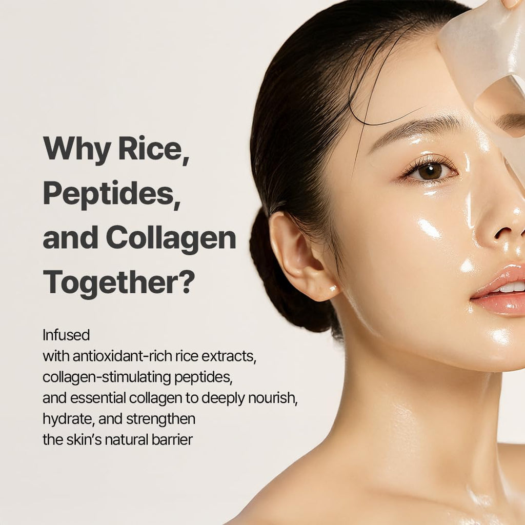 Rice Pepta Collagen Gel Face Mask (Rice Peptide) 4EA Set, Hydrogel Care for All Skin Types, Hydrating, Firming