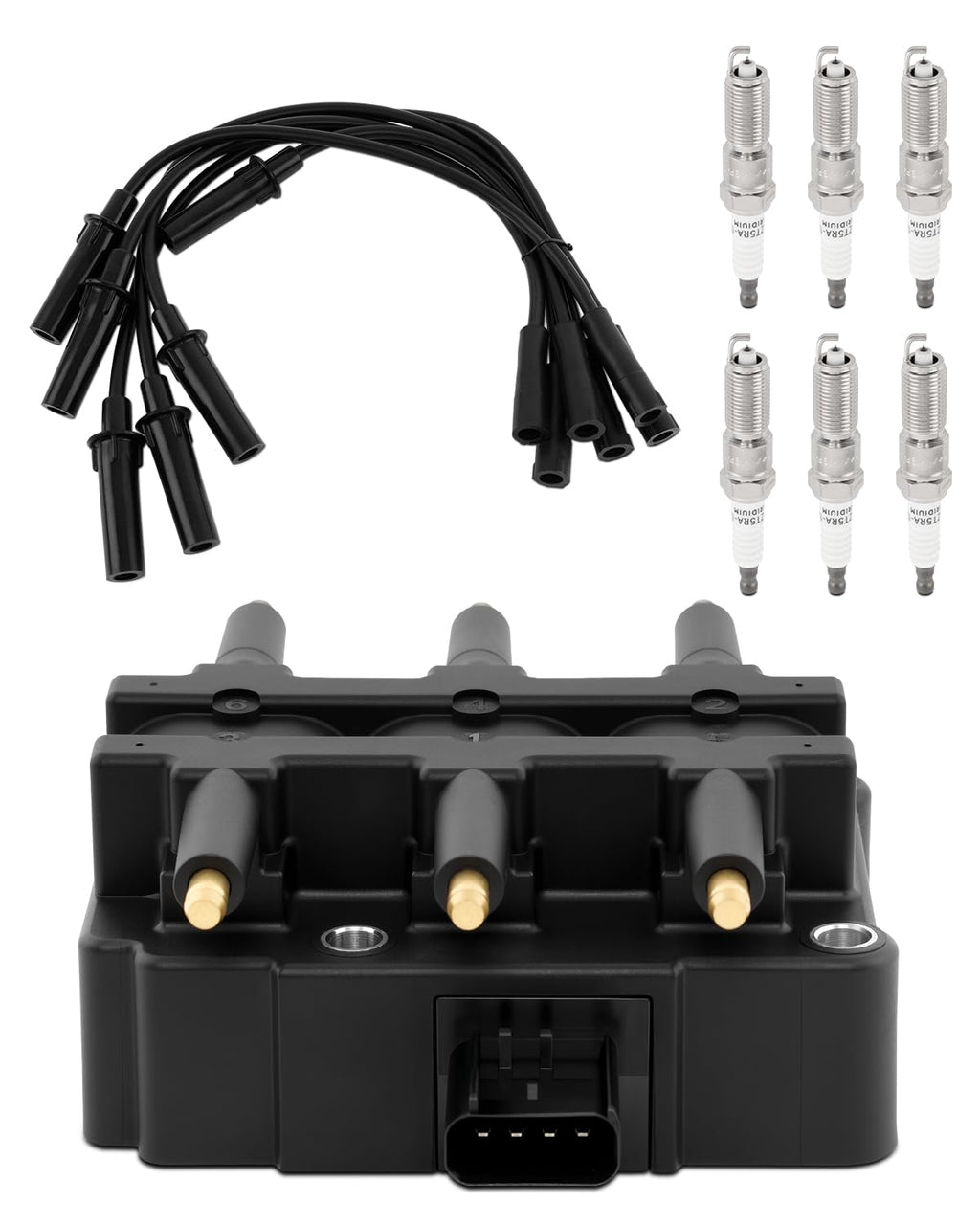 UF305 Ignition Coil Pack & Iridium Spark Plugs & Wire Set Fits Chrysler
