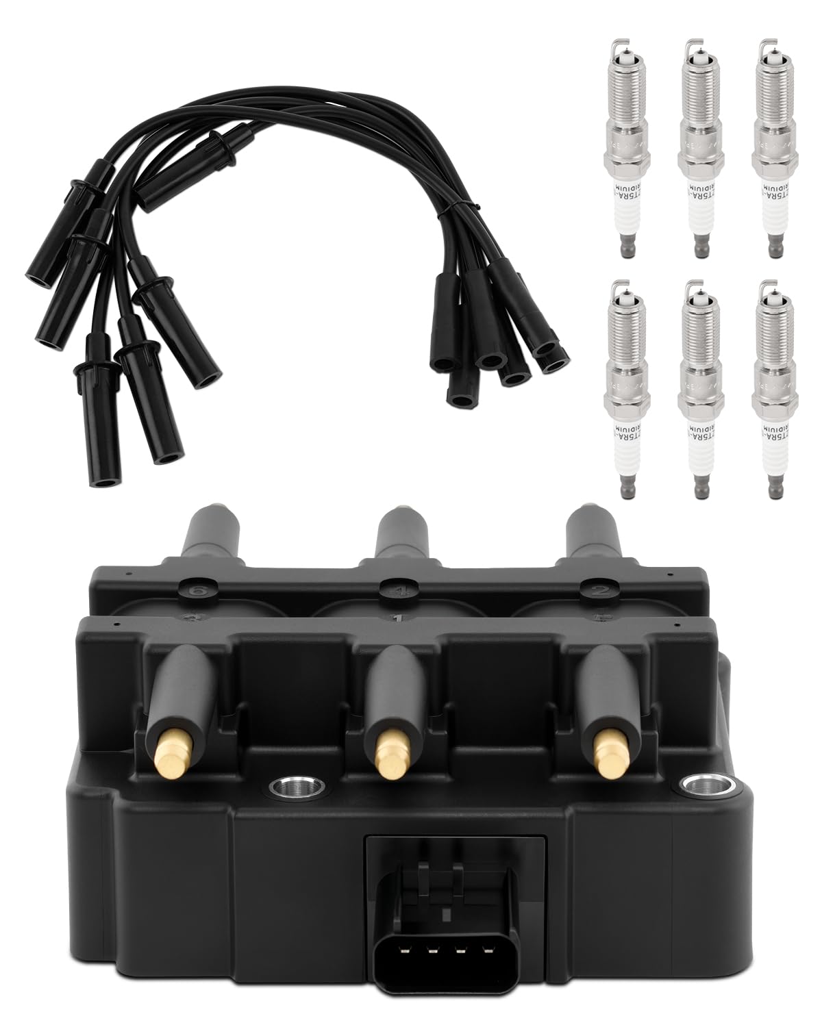 UF305 Ignition Coil Pack & Iridium Spark Plugs & Wire Set Fits Chrysler
