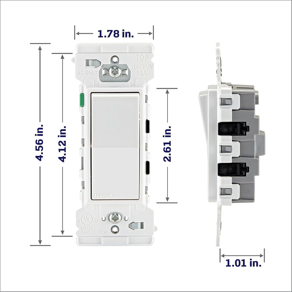Leviton Lever Edge 15 Amp Single Pole Rocker Switch, 10-Pack, E5601-MW, White