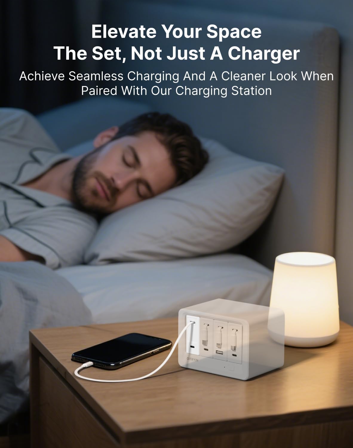 Portable Charger Block, Retractable Wall Charger, 40W PD Fast Charging Block with 33.5in Lightning Cable, Power