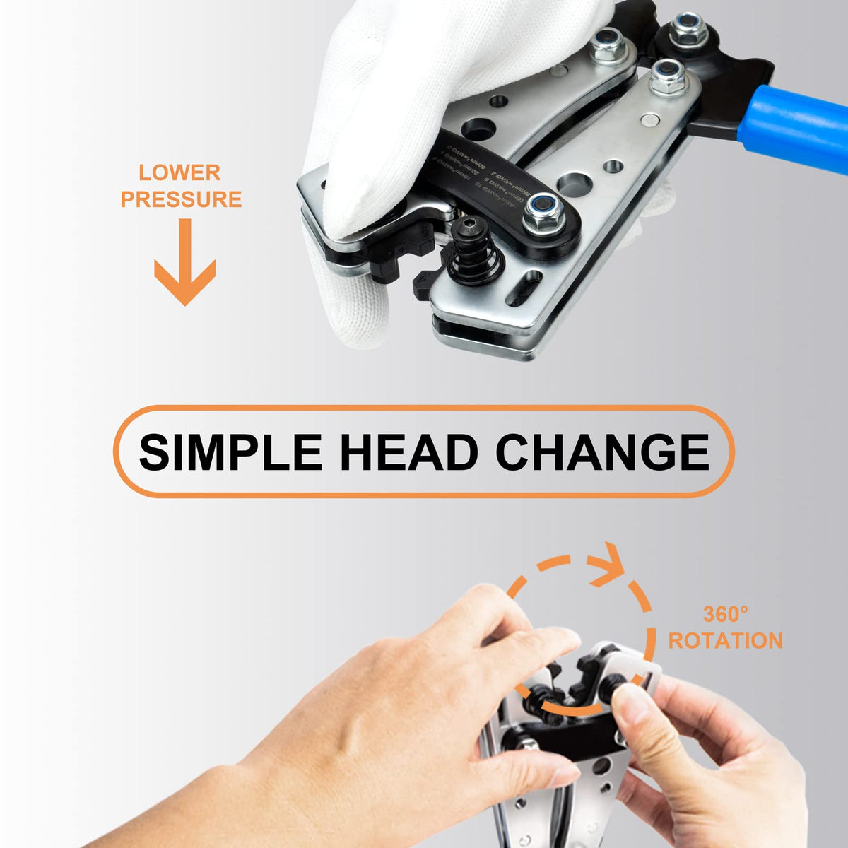 Sanuke Battery Cable Crimper Tool AWG10-1/0, Wire Cutter, 60pcs Copper Lugs