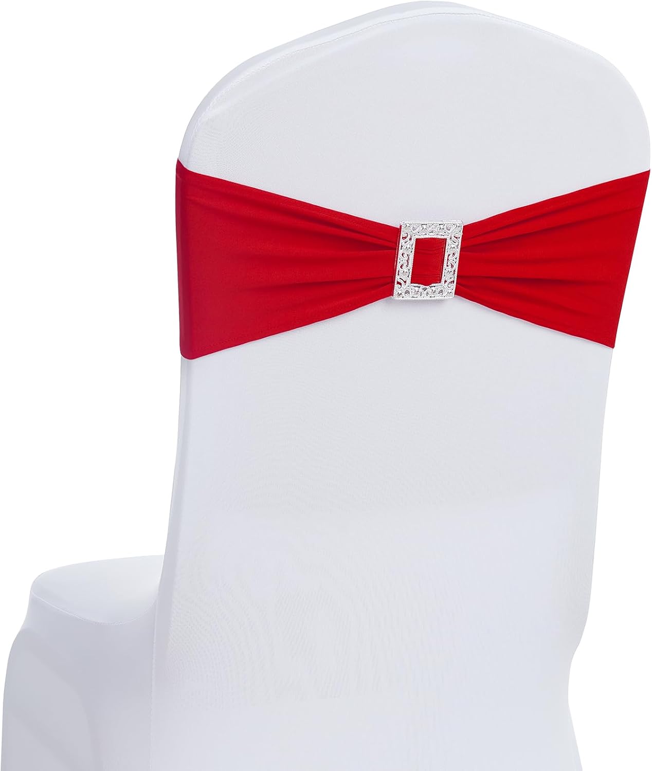 120 PCS Spandex Chair Sashes Bows Stretch Chair Cover Band with Buckle Slider Universal Elastic Chair Ties for