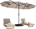 15ft Patio Umbrella with Base,Large Outdoor Double-Sided Rectangle Umbrella with Crank Handle, Market Umbrella for