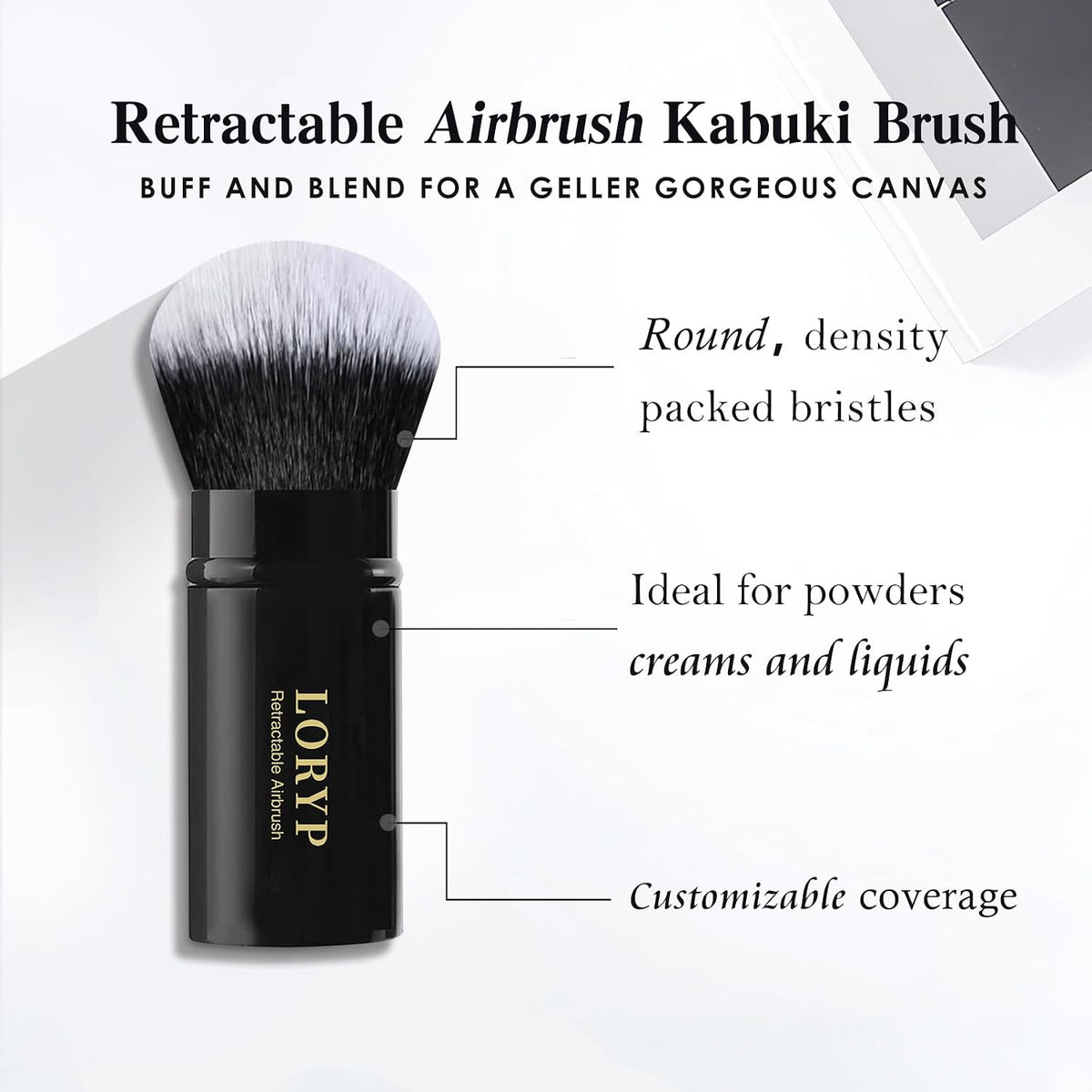 Retractable Kabuki Foundation Brush 2 Pack Travel Makeup Brush Set