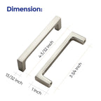 Brushed Nickel Cabinet Handles Square Pulls, 3-3/4 Inch, 25 Pack