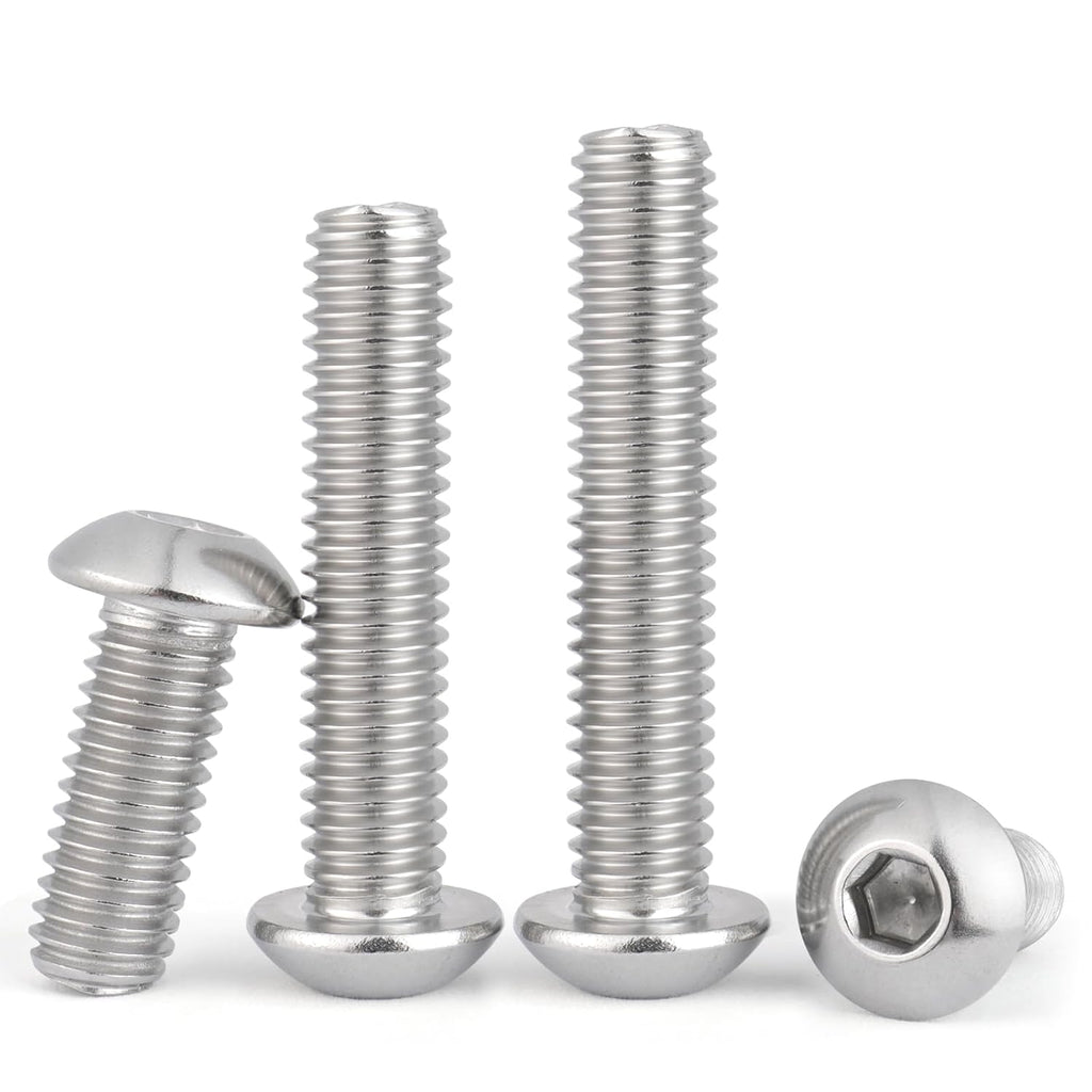 VGBUY 20Pcs 3/8-16 x 3/4" Button Head Socket Cap Bolts Screws, 304 Stainless Steel 18-8, Allen Hex Drive, Bright Finish, Fully Threaded, Hex Spanner Included
