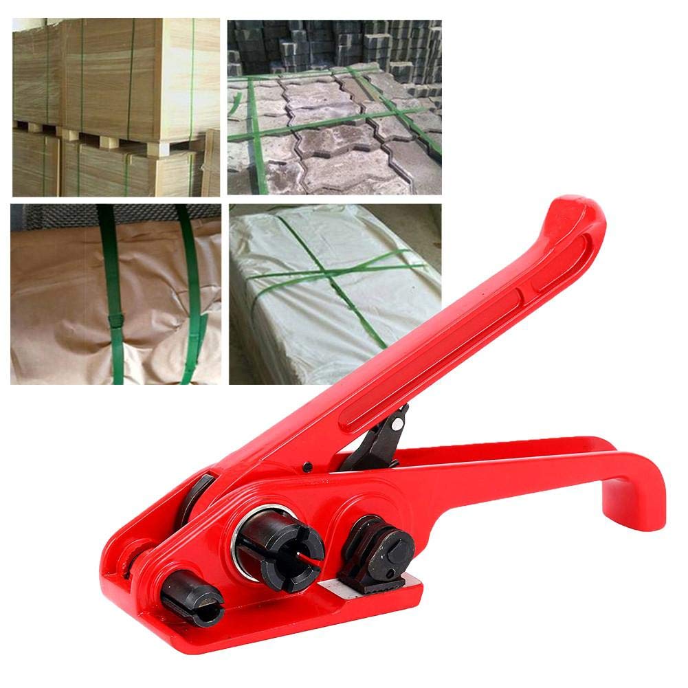Strapping Tensioner, Heavy Duty PET/PP Poly Pallet Strapping Kit Steel Cutter Manual Banding Tool for 13-19 mm