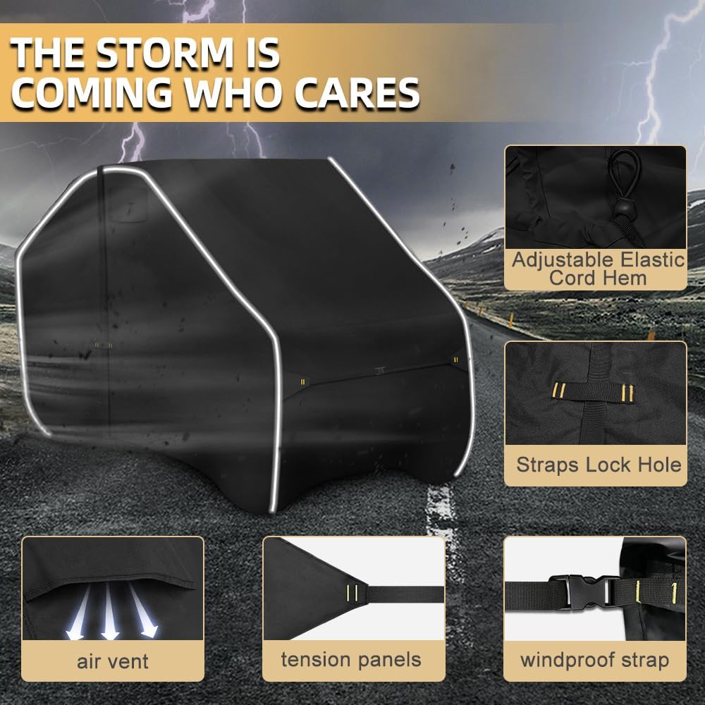 Fade and Tear Resistant UTV Cover with Reflective Strips,600D Heavy-Duty Waterproof 2-3 Seater Side by Side Covers