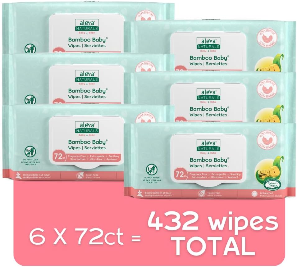 Bamboo Baby Sensitive Wipes | Unscented | Extra Strong and Ultra Soft | Natural and Organic Ingredients | Certified