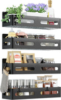 4 Pack Strong Magnetic Spice Rack for Refrigerator, Multipurpose Magnetic Shelf for Fridge with 4 Hooks for Kitchen