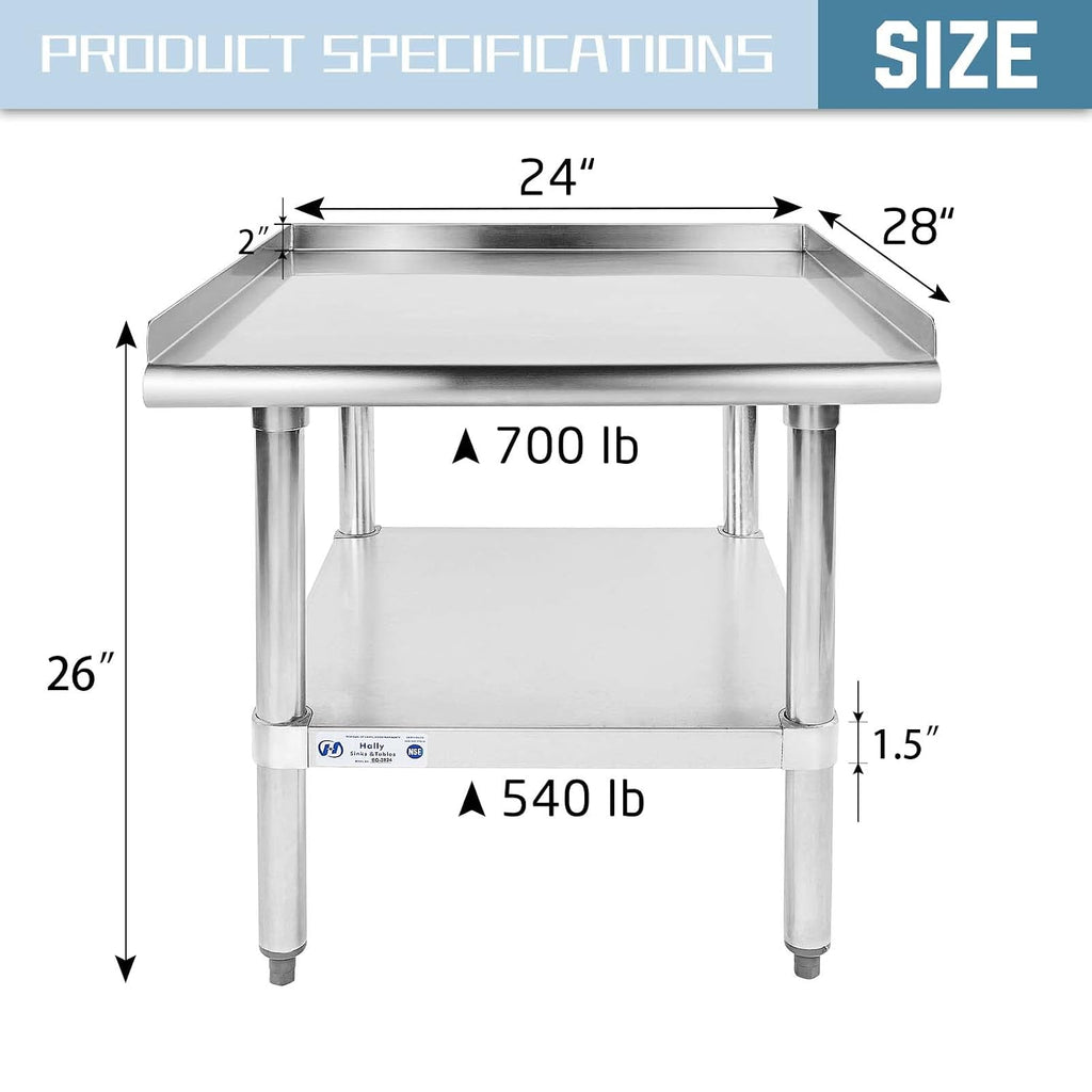Hally Stainless Steel Equipment Stand 28"x24" Commercial Prep & Work Table