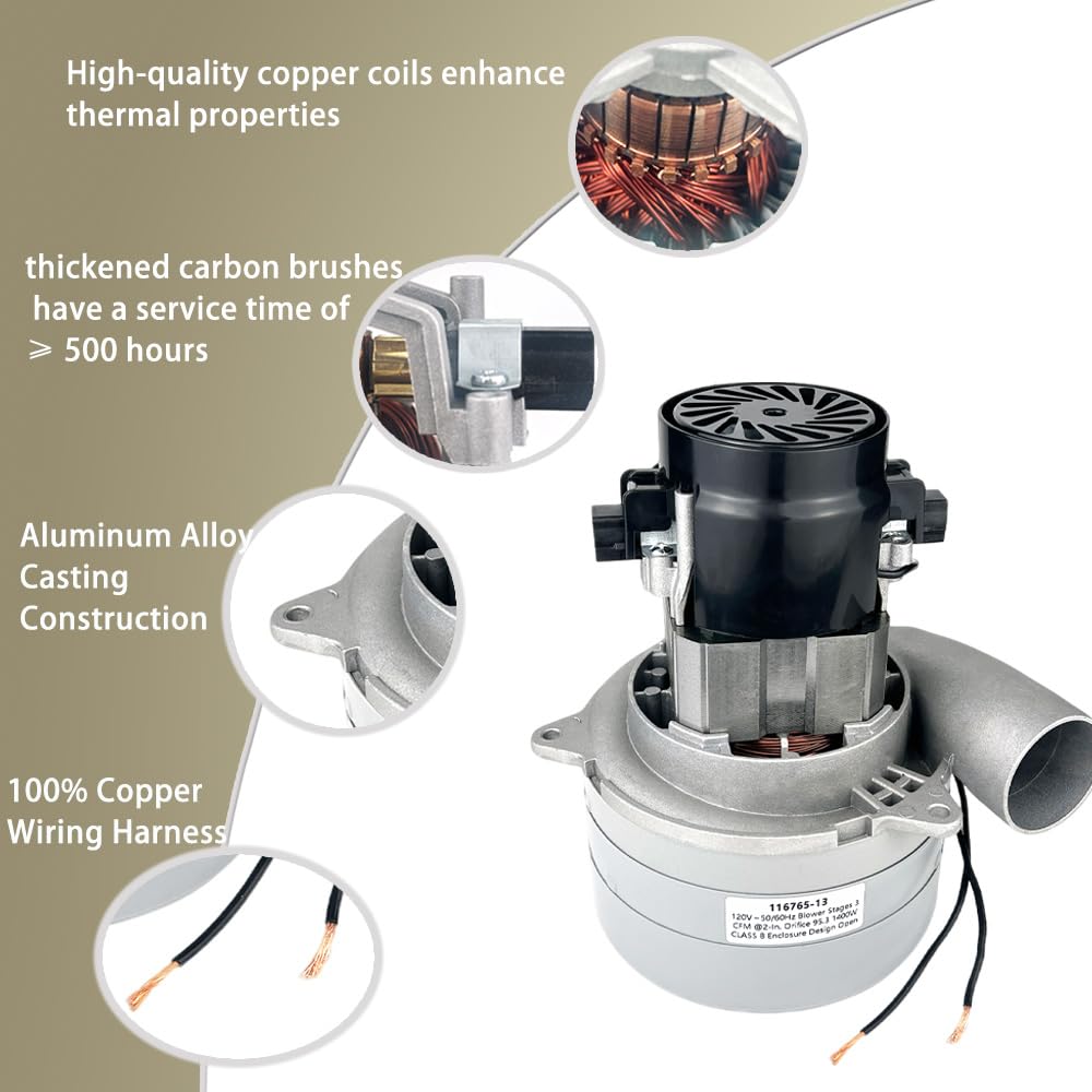 Upgraded 116765-13/00 Central Vacuum Motor,120v