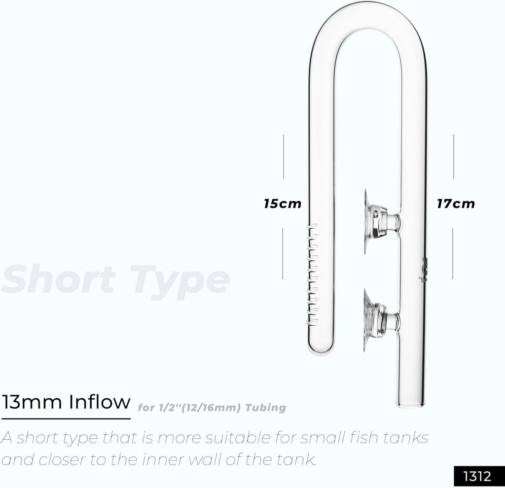 Aquarium Glass Lily Pipe for Fish Tank Canister Filter,Unique Outflow Surface Skimmer.Ideal for Shallow Fish Tank