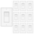 ThunderWay 10 Pack 3-Way Decorator Light Switch with Wallplate, White