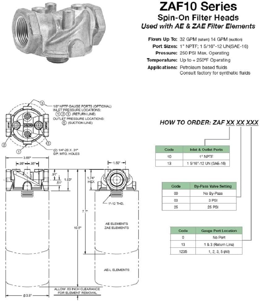 Zinga Filter Assembly - #16 NPT Housing with 10 Micron Filter